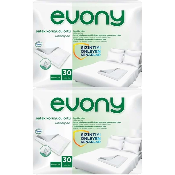 Evony Yetişkin Yatak Koruyucu Örtü 60*90CM 60 Adet (2PK*30) (Kaymaz Özellikli) ürün görseli 1