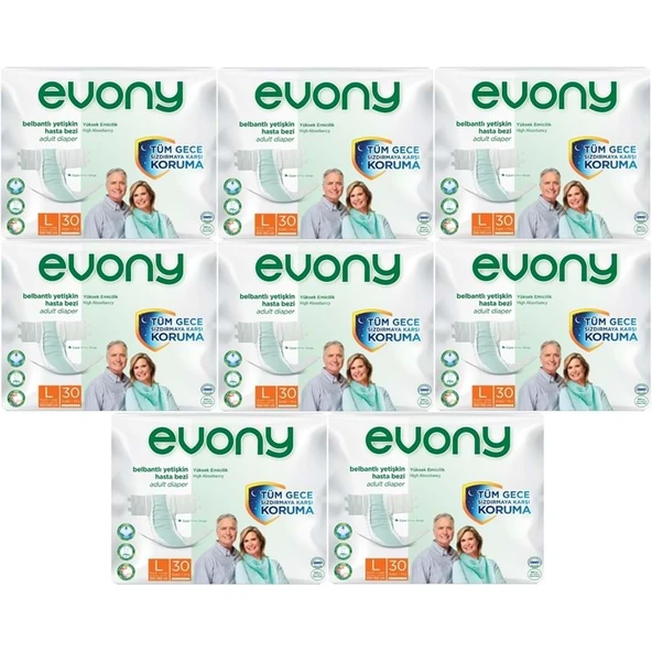 Evony Yetişkin Bezi Bel Bantlı Tekstil Yüzey L-Büyük 240 Adet (8PK*30) ürün görseli 1