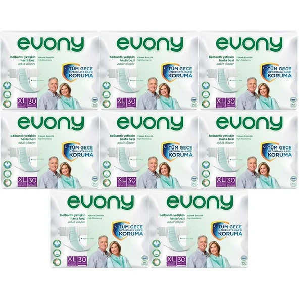 Evony Yetişkin Bezi Bel Bantlı Tekstil Yüzey Ekstra Büyük (XL) 240 Adet (8PK*30) ürün görseli 1
