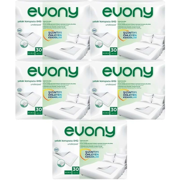 Evony Yetişkin Yatak Koruyucu Örtü 60*90CM 150 Adet (5PK*30) (Kaymaz Özellikli) ürün görseli 1