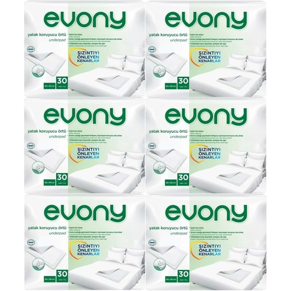 Evony Yetişkin Yatak Koruyucu Örtü 60*90CM 180 Adet (6PK*30) (Kaymaz Özellikli) ürün görseli 1