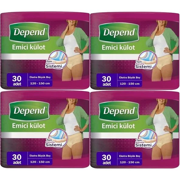 Depend Emici Külot Yetişkin Bezi XL - Extra Büyük Kadın 120 Adet (4PK*30) ürün görseli 1