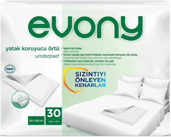Evony Yetişkin Yatak Koruyucu Örtü 60*90CM 30 Adet Tekli Pk (Kaymaz Özellikli) ürün görseli 1