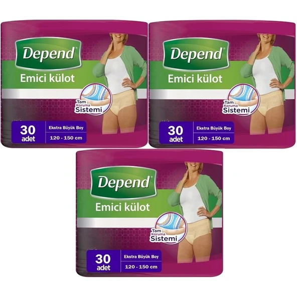 Depend Emici Külot Yetişkin Bezi XL - Extra Büyük Kadın 90 Adet (3PK*30) ürün görseli 1