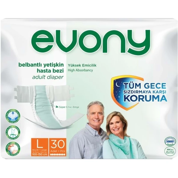 Evony Yetişkin Bezi Bel Bantlı Tekstil Yüzey L - Büyük - Large 30 Adet Tekli Pk ürün görseli 1