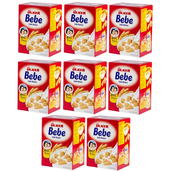 Ülker Sütlü Bebe Bisküvisi 800GR (12 Vitaminli 7 Minarelli) Kutu (8 Li Set) ürün görseli 1