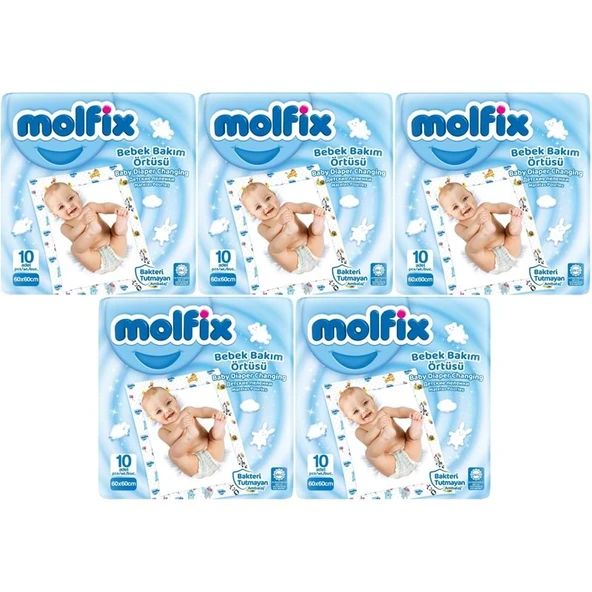 Molfix Bebek Bakım Alt Açma Örtüsü 5 Li Set 50 Adet (5Pk*10) ürün görseli 1