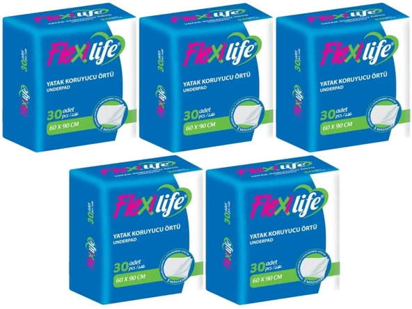 Flexi Life Yetişkin Alt Açma Yatak Koruyucu Örtü 60*90CM Klasik 150 Adet (5PK*30) ürün görseli 1