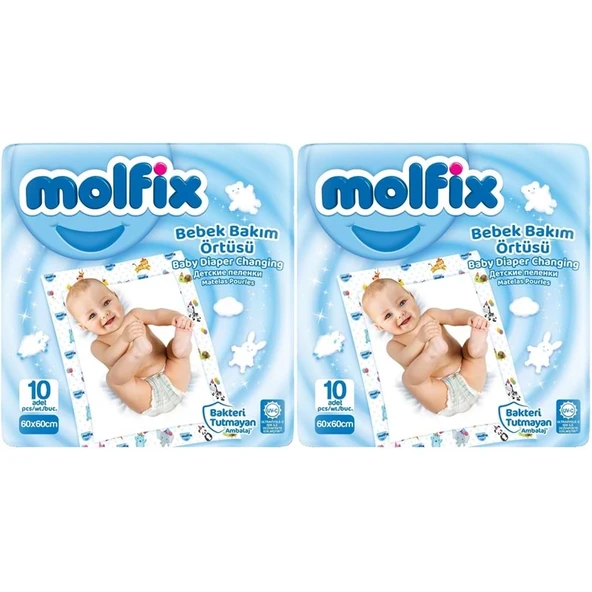 Molfix Bebek Bakım Alt Açma Örtüsü 2 Li Set 20 Adet (2Pk*10) ürün görseli 1