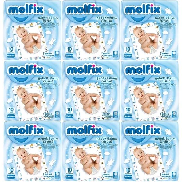 Molfix Bebek Bakım Alt Açma Örtüsü 9 Lu Set 90 Adet (9Pk*10) ürün görseli 1
