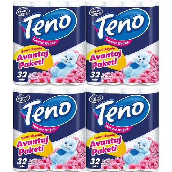 Teno Ultra Tuvalet Kağıdı Çift Katlı 128 Li Paket Pudra Kokulu (Avantaj Pk Serisi) (4PK*32) ürün görseli 1