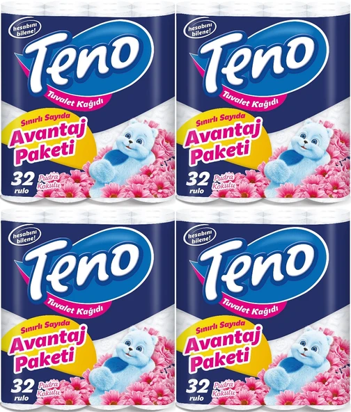Teno Ultra Tuvalet Kağıdı Çift Katlı 128 Li Paket Pudra Kokulu (Avantaj Pk Serisi) (4PK*32) ürün görseli 1