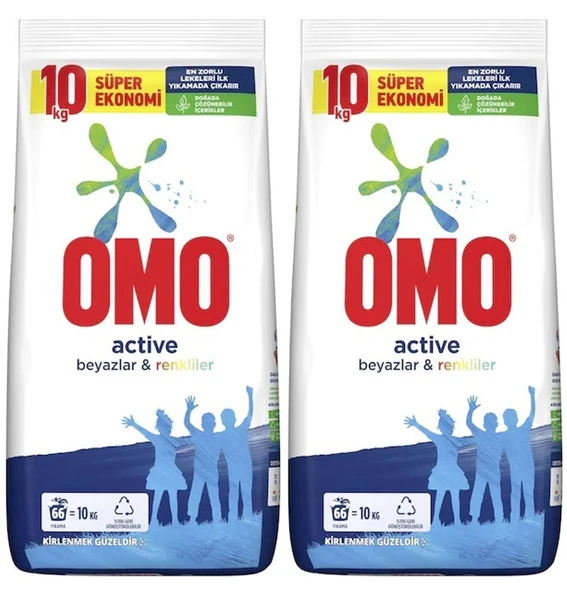 Omo Matik Toz Çamaşır Deterjanı 20KG Beyazlar ve Renkliler (2PK*10KG) (132 Yıkama) ürün görseli 1