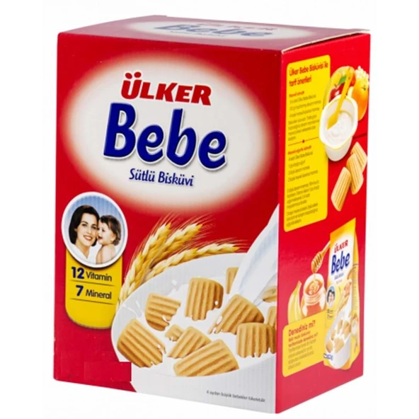 Ülker Sütlü Bebe Bisküvisi 800GR (12 Vitaminli 7 Minarelli) Kutu ürün görseli 1
