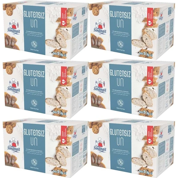 Sinangil Glutensiz Un 30KG (30000GR) Kutu Çölyak Diyetine Uygun (6PK*5KG) ürün görseli 1