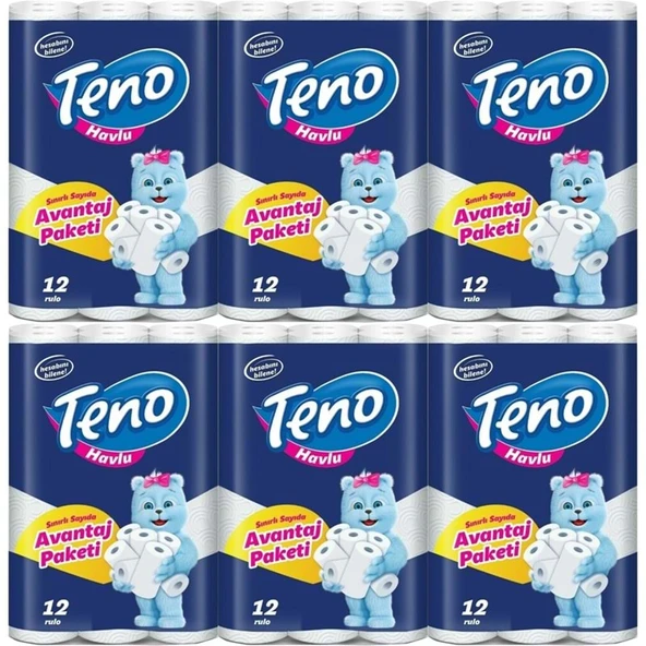 Teno Ultra Kağıt Havlu Çift Katlı 72 Li Paket (6PK*12) (Avantaj Pk Serisi) ürün görseli 1