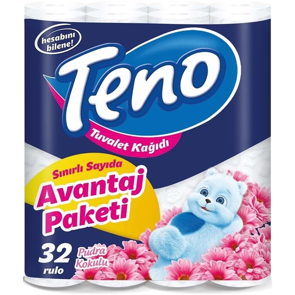 Teno Ultra Tuvalet Kağıdı Çift Katlı 32 Li Paket Pudra Kokulu (Avantaj Pk Serisi) ürün görseli 1