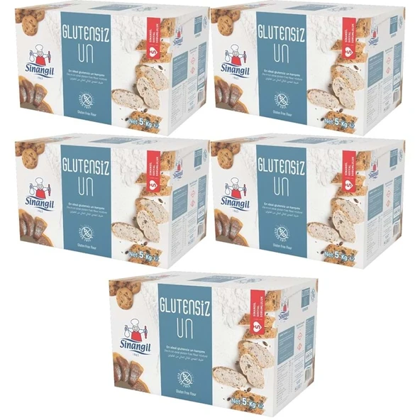 Sinangil Glutensiz Un 25KG (25000GR) Kutu Çölyak Diyetine Uygun (5PK*5KG) ürün görseli 1