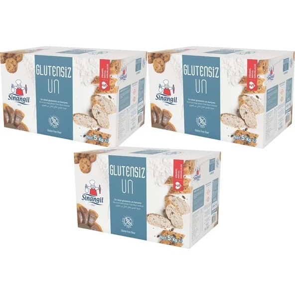 Sinangil Glutensiz Un 15KG (15000GR) Kutu Çölyak Diyetine Uygun (3PK*5KG) ürün görseli 1