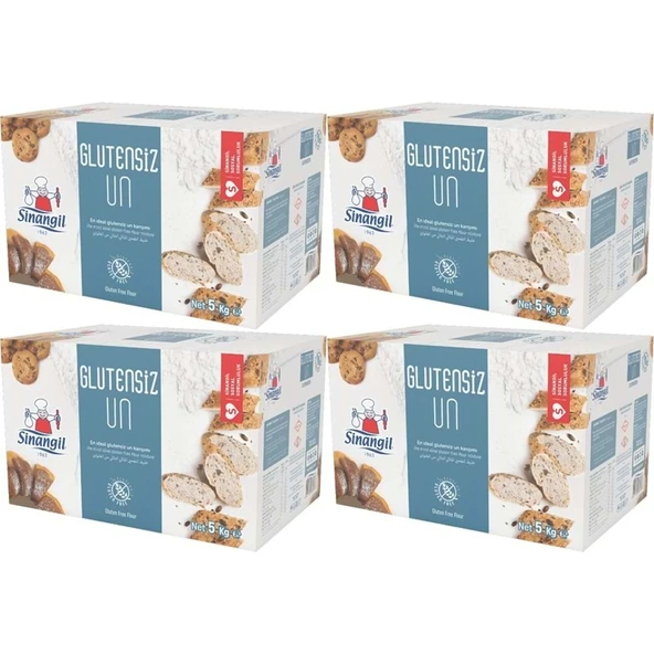 Sinangil Glutensiz Un 20KG (20000GR) Kutu Çölyak Diyetine Uygun (4PK*5KG) ürün görseli 1