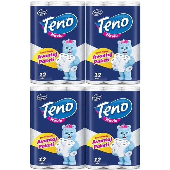 Teno Ultra Kağıt Havlu Çift Katlı 48 Li Paket (4PK*12) (Avantaj Pk Serisi) ürün görseli 1