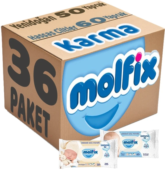 Molfix Islak Havlu Mendil İzotonik Karma 36 Lı Set (Yeni Doğan-Hassas Cilt) ürün görseli 1