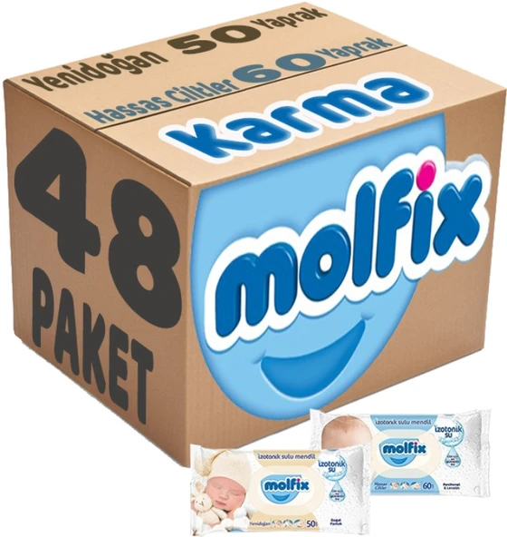 Molfix Islak Havlu Mendil İzotonik Karma 48 Li Set (Yeni Doğan-Hassas Cilt) ürün görseli 1