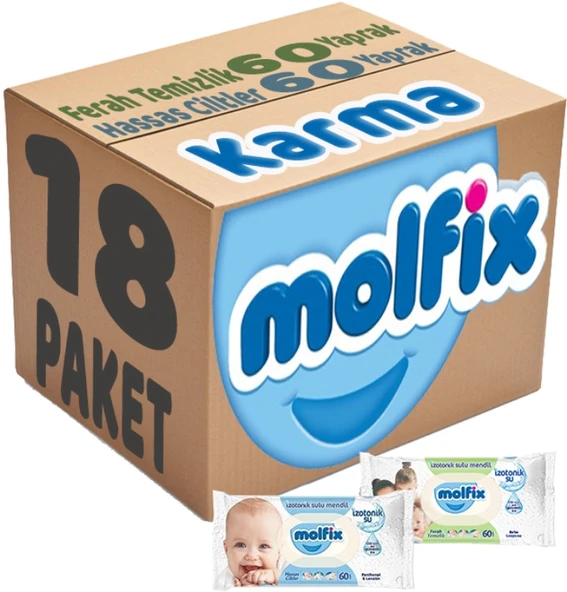 Molfix Islak Havlu Mendil İzotonik Karma 18 Li Set (Ferah Temizlik-Hassas Cilt) ürün görseli 1