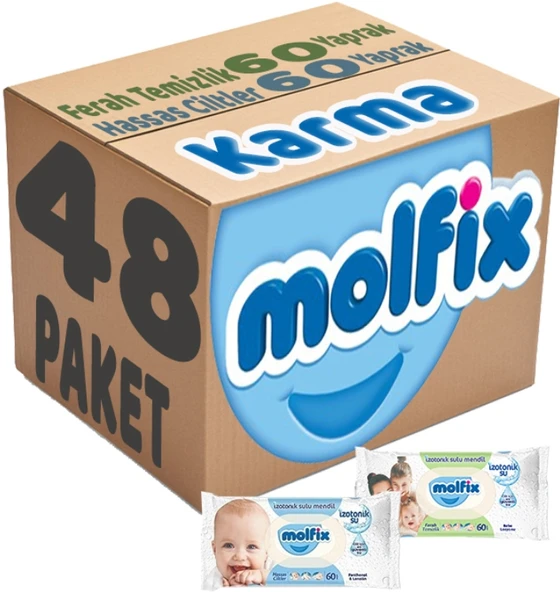 Molfix Islak Havlu Mendil İzotonik Karma 48 Li Set (Ferah Temizlik-Hassas Cilt) ürün görseli 1