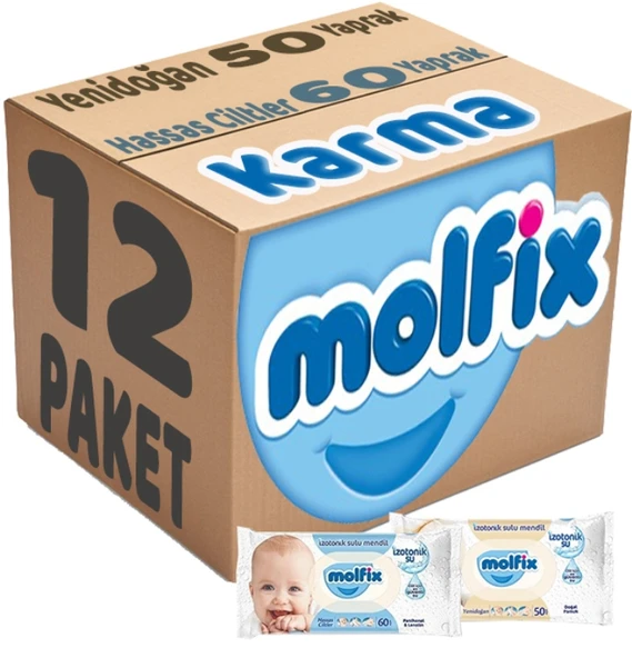 Molfix Islak Havlu Mendil İzotonik Karma 12 Li Set (Yeni Doğan-Hassas Cilt) ürün görseli 1