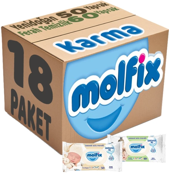 Molfix Islak Havlu Mendil İzotonik Karma 18 Li Set (Yeni Doğan-Ferah Temizlik) ürün görseli 1