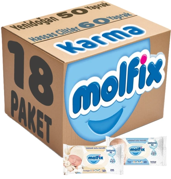 Molfix Islak Havlu Mendil İzotonik Karma 18 Li Set (Yeni Doğan-Hassas Cilt) ürün görseli 1