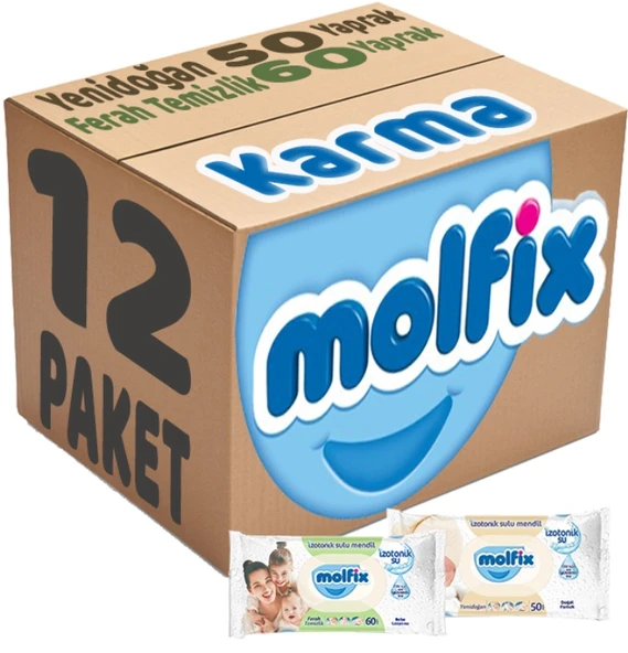 Molfix Islak Havlu Mendil İzotonik Karma 12 Li Set (Yeni Doğan-Ferah Temizlik) ürün görseli 1