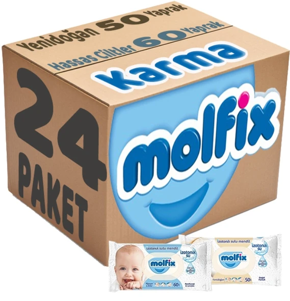 Molfix Islak Havlu Mendil İzotonik Karma 24 Lü Set (Yeni Doğan-Hassas Cilt) ürün görseli 1