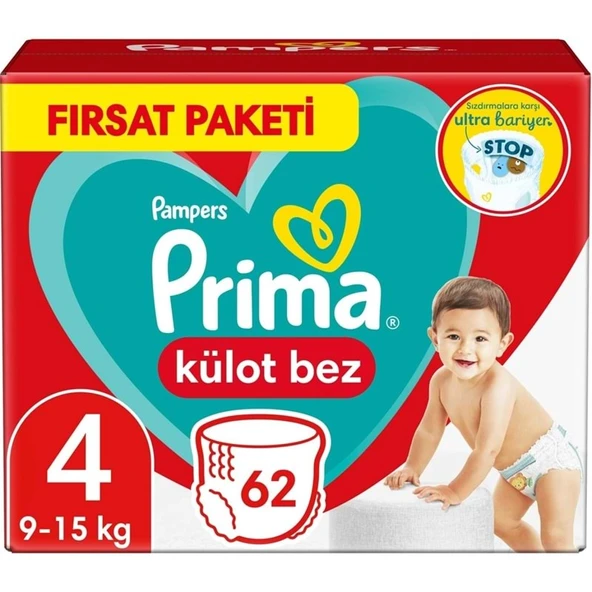 Prima Külot Bebek Bezi 4 Beden 9-15 KG Maxi 62 Adet Fırsat Pk ürün görseli 1
