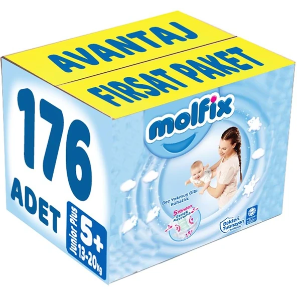 Molfix Bebek Bezi 5+ Beden 13-20 KG Junior Plus 176 Adet Avantaj Fırsat Pk ürün görseli 1