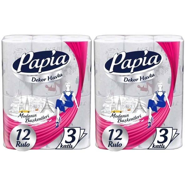 Papia Kağıt Havlu Decor (Modanon Başkentleri Desenli) 24 Lü Set (2PK*12) ürün görseli 1