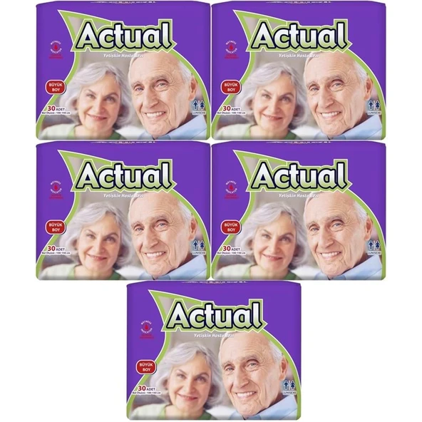 Actual Yetişkin Bezi Bel Bantlı L - Large - Büyük 150 Adet (5PK*30) ürün görseli 1