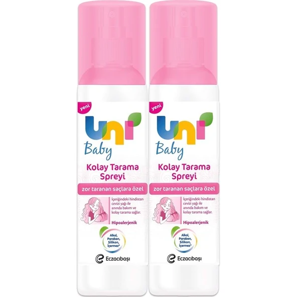 Uni Baby Kolay Saç Tarama Spreyi 200ML (Yeni) Zor Taranan Saçlara Özel (2 Li Set) ürün görseli 1