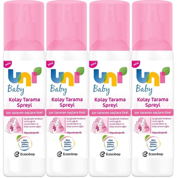 Uni Baby Kolay Saç Tarama Spreyi 200ML (Yeni) Zor Taranan Saçlara Özel (4 Lü Set) ürün görseli 1