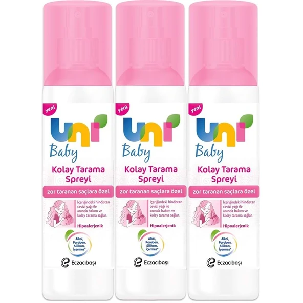 Uni Baby Kolay Saç Tarama Spreyi 200ML (Yeni) Zor Taranan Saçlara Özel (3 Lü Set) ürün görseli 1
