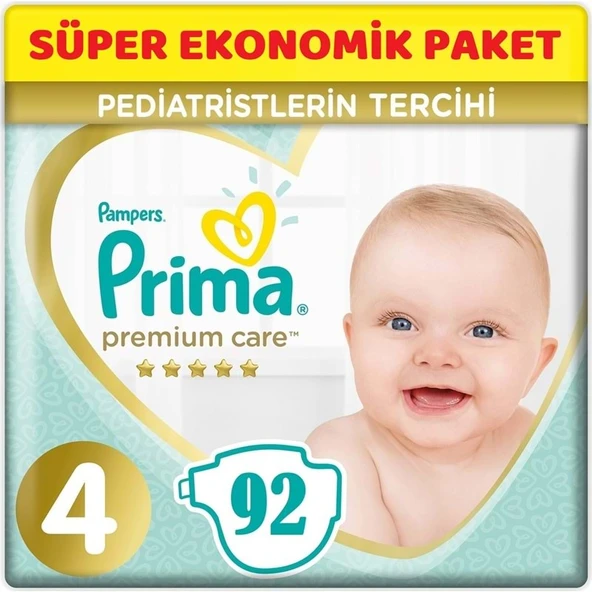 Prima Premium Care Bebek Bezi 4 Beden 9-14 KG Maxi 92 Adet Süper Ekonomik Pk ürün görseli 1