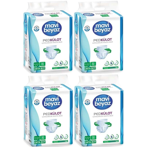 Mavi Beyaz Ped Emici Külot Yetişkin Bezi M - Medium - Orta 120 Adet ürün görseli 1