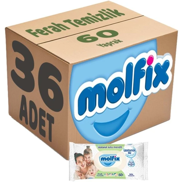 Molfix Islak Havlu Mendil İzotonik Ferah Temizlik 36 Lı set 60 Yaprak Plastik Kapaklı ürün görseli 1