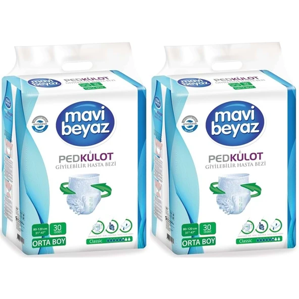 Mavi Beyaz Ped Emici Külot Yetişkin Bezi M - Medium - Orta 60 Adet ürün görseli 1