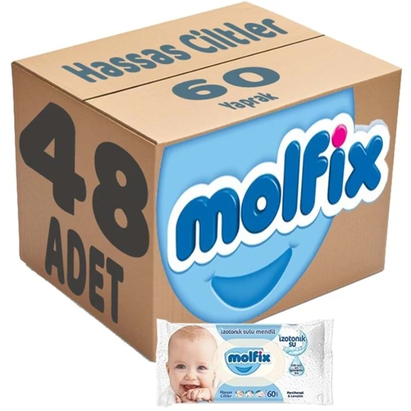 Molfix Islak Havlu Mendil İzotonik Hassas Ciltler 48 Li Set 60 Yaprak Plastik Kapaklı ürün görseli 1