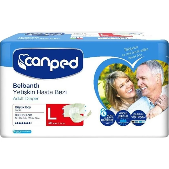 Canped Yetişkin Bezi Bel Bantlı Polietilen L - Büyük - Large 30 Adet Tekli Pk ürün görseli 1