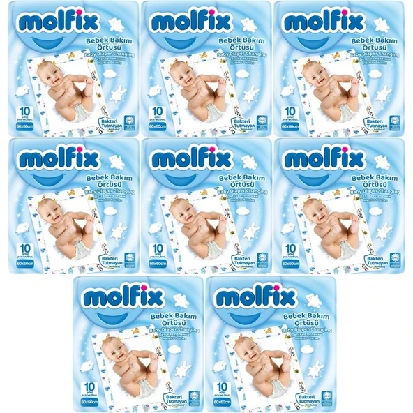 Molfix Bebek Bakım Alt Açma Örtüsü 8 Li Set 80 Adet (8Pk*10) ürün görseli 1