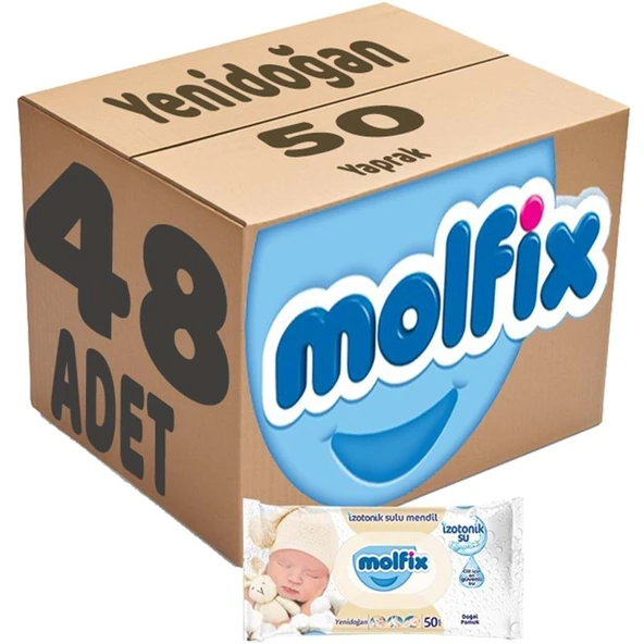 Molfix Islak Havlu Mendil İzotonik Yeni Doğan 48 Li Set 50 Yaprak Pamuklu Plastik Kapaklı ürün görseli 1