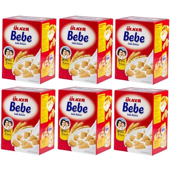 Ülker Sütlü Bebe Bisküvisi 800GR (12 Vitaminli 7 Minarelli) Kutu (6 Lı Set) ürün görseli 1